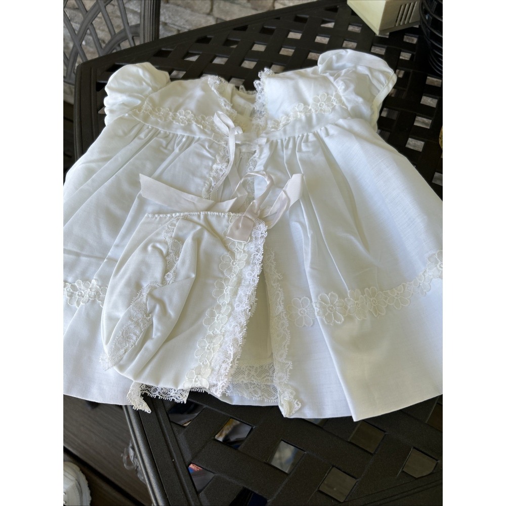 Vintageโ 60's Madonna Christening Short White Dress Set